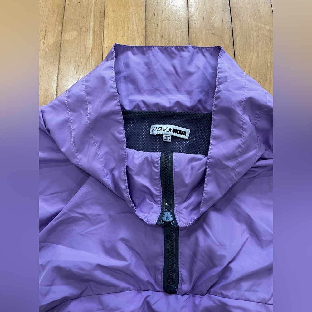 Fashion Nova Purple Cropped Windbreaker Jacket - Picture 5 of 6